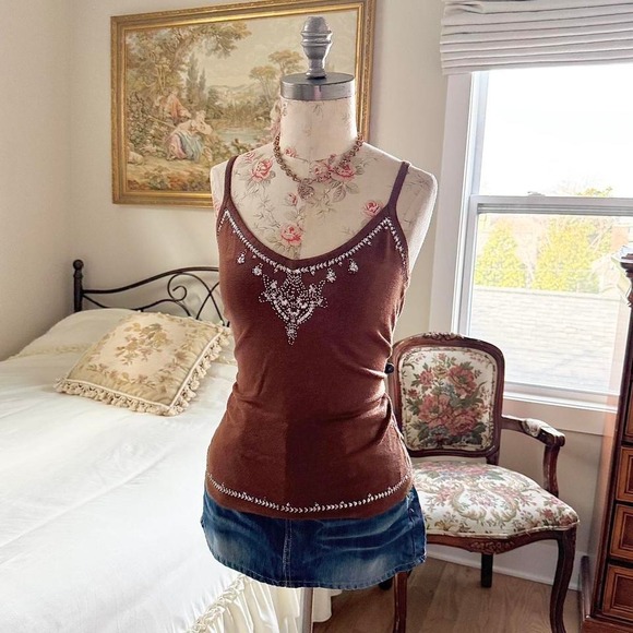 Tops - Y2K dmbm brown silk blend cami size large